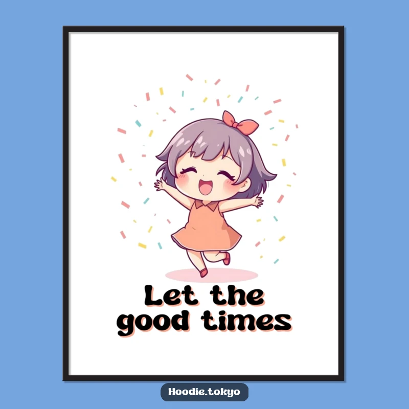 Funny Dancing Confetti Poster: Joyful Character Art Print, Vibrant Funny Gift Decor