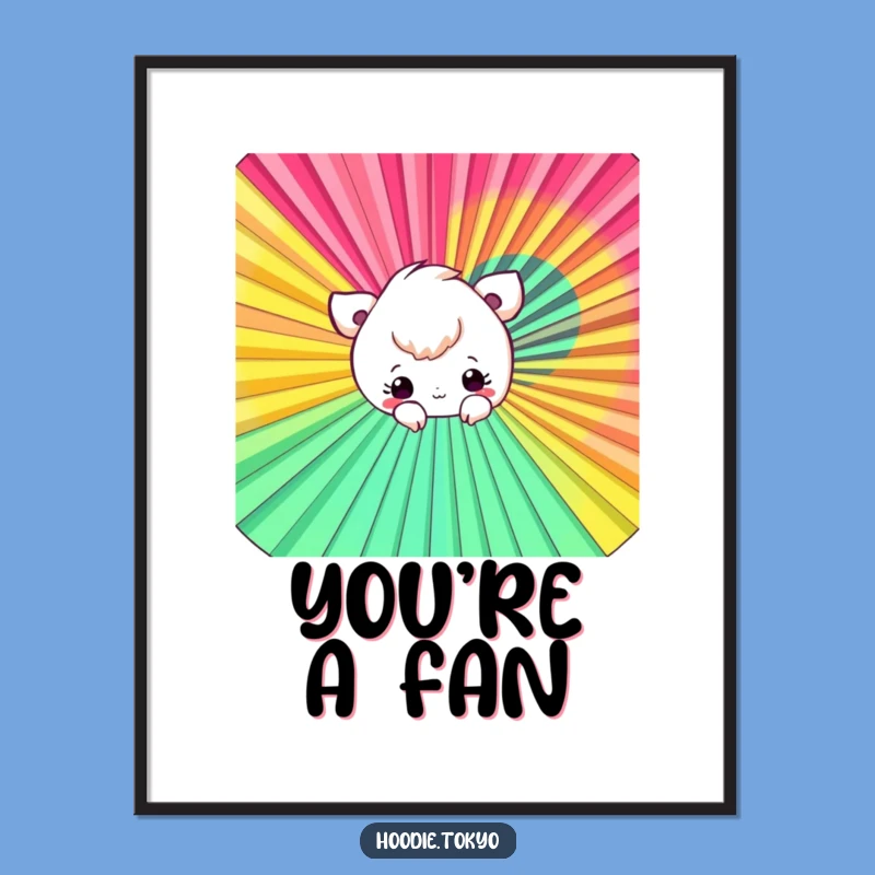 Funny Fan Peek-a-Boo Poster: Playful Art Print, Whimsical Funny Gift Decor