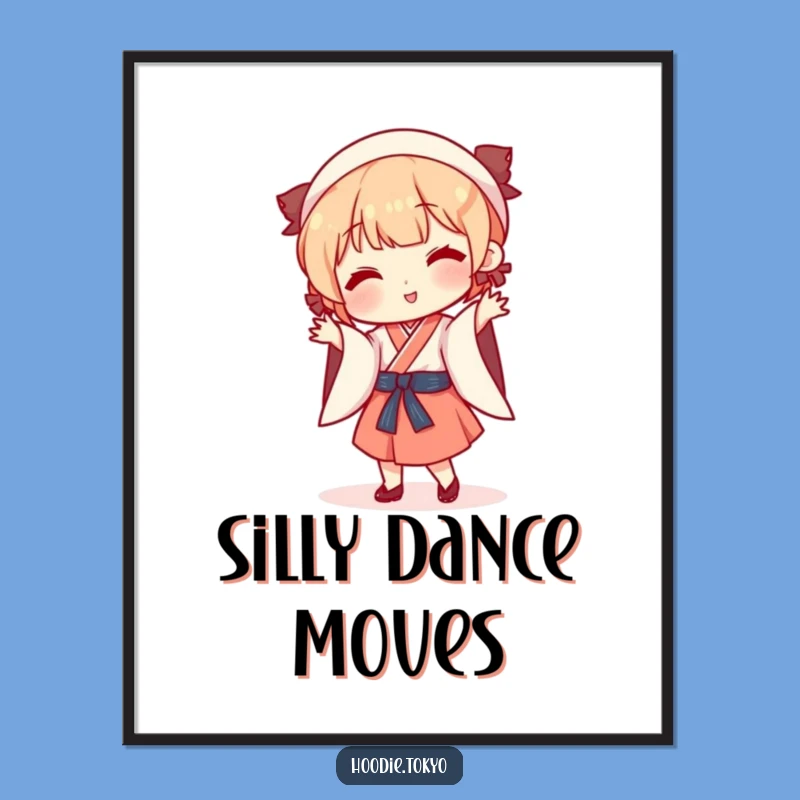 Funny Japanese Dance Poster: Playful Character's Silly Moves Art - Your Funny Gift