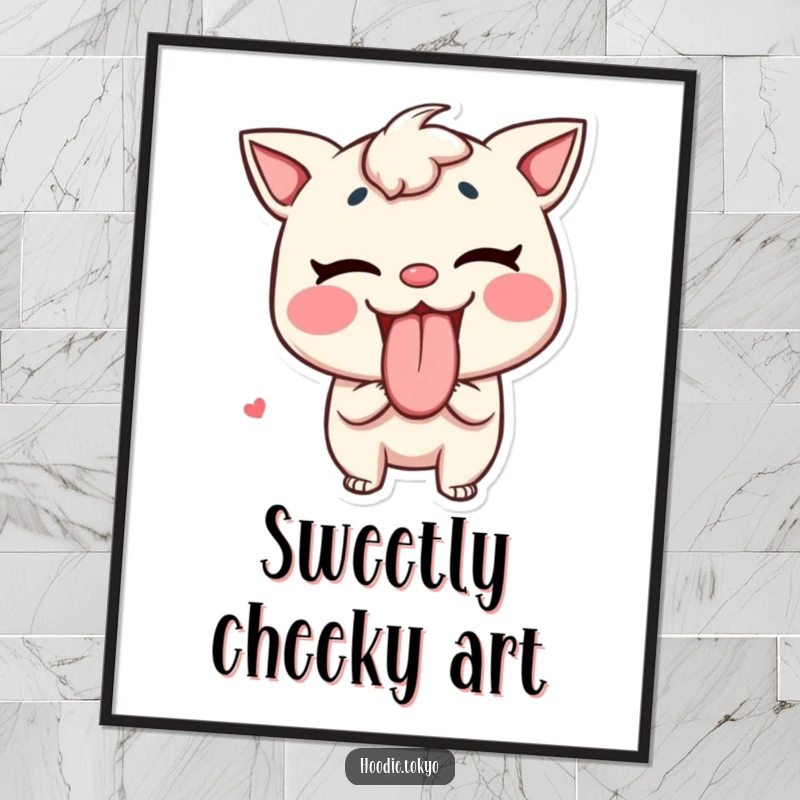 Funny Tongue Out Poster: A mischievous character playfully sticking its tongue out like candy, creating a fun and cheeky piece of wall art.