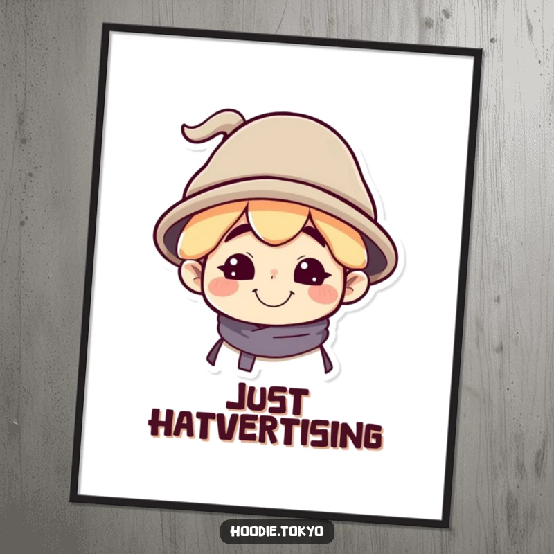 Funny Poster: Character with a Silly Grin and a Tilted Oversized Hat, Exuding Playfulness and Humor