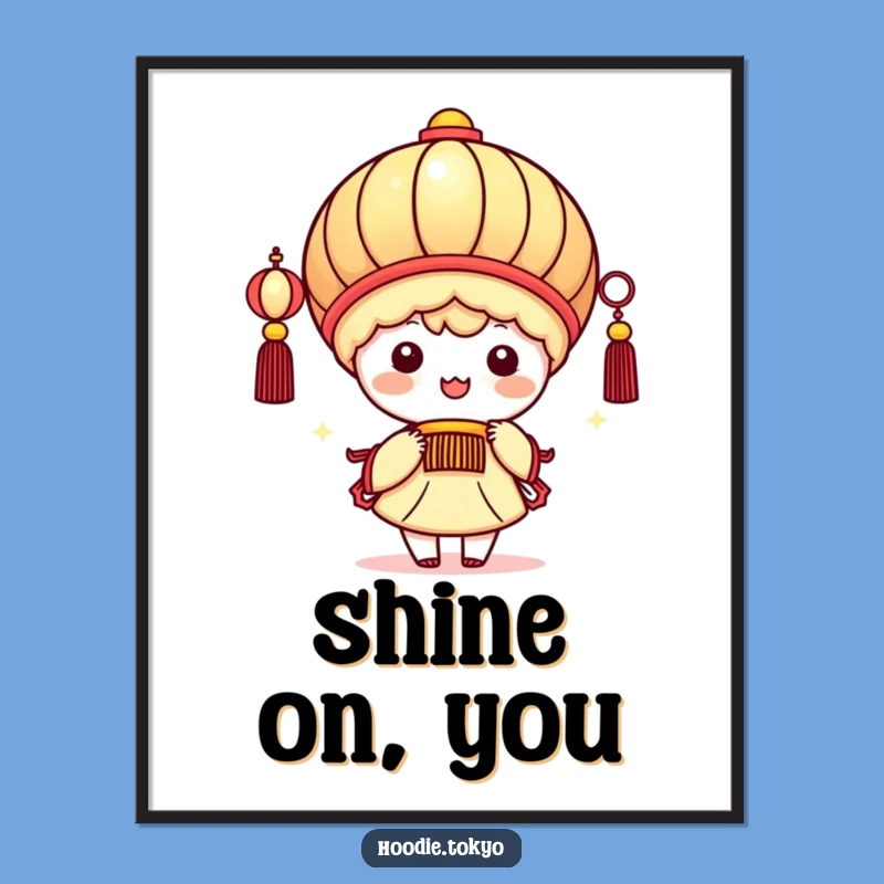 Funny Kawaii Lantern Poster: Beaming Character Art for a Bright and Cheerful Funny Gift