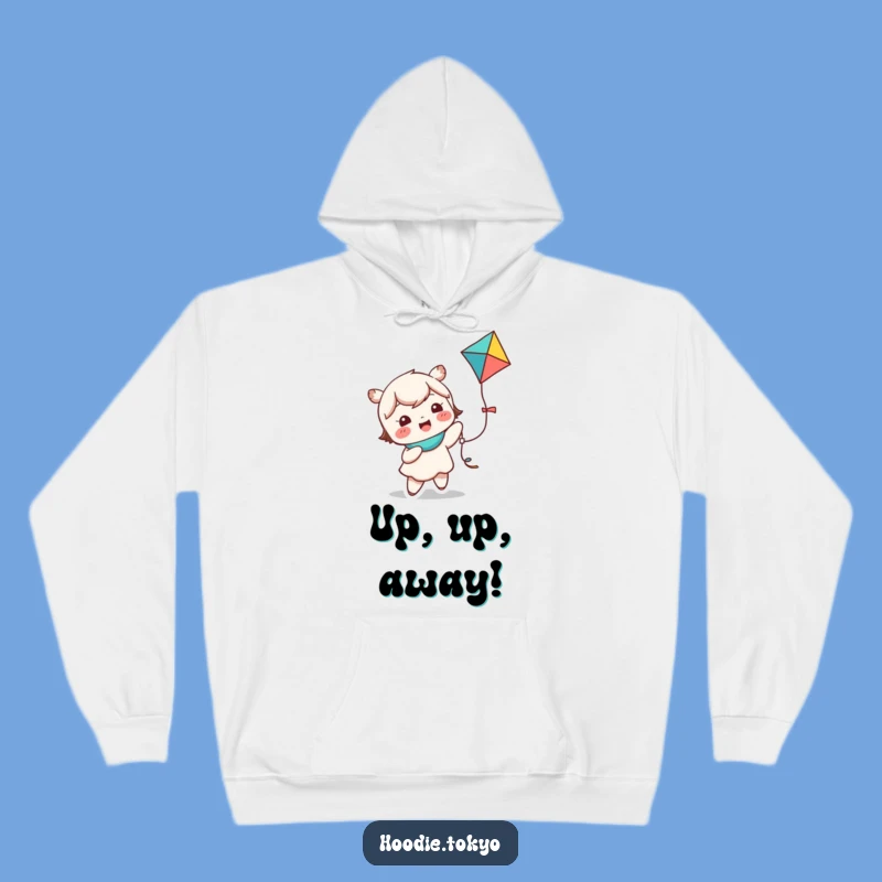 Cozy Funny Kawaii Kite Flying Hoodie - Giggling Character Warm Playful Gift