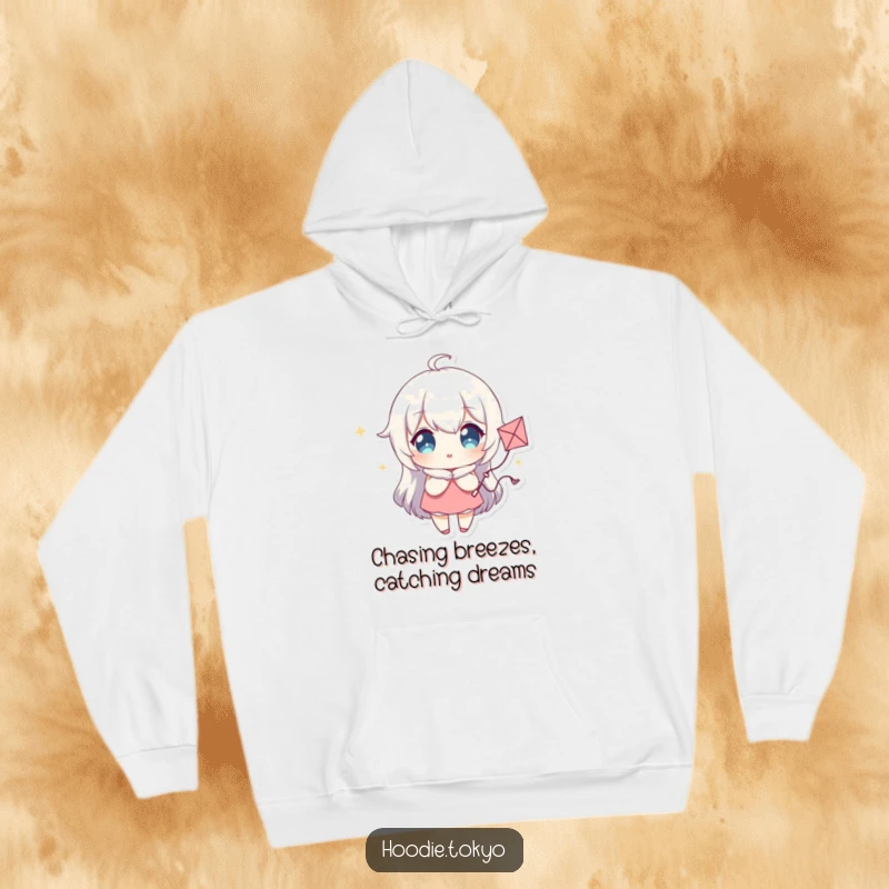 Funny Hoodie with a Character with Sparkling Eyes Holding a Whimsical Kite, Offering Cozy Adventure and Dreamy Vibes