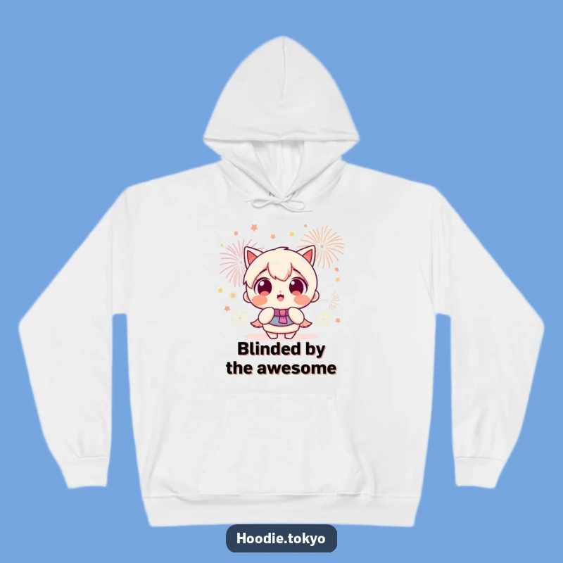 Funny Hoodie: Kawaii Character's Fireworks Fascination, Cozy and Joyful