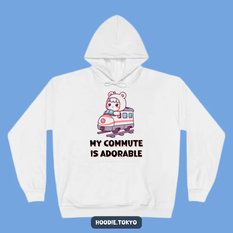 Funny Hoodie: Kawaii Character's Mini Bullet Train Journey, Cozy and Hilarious Gift