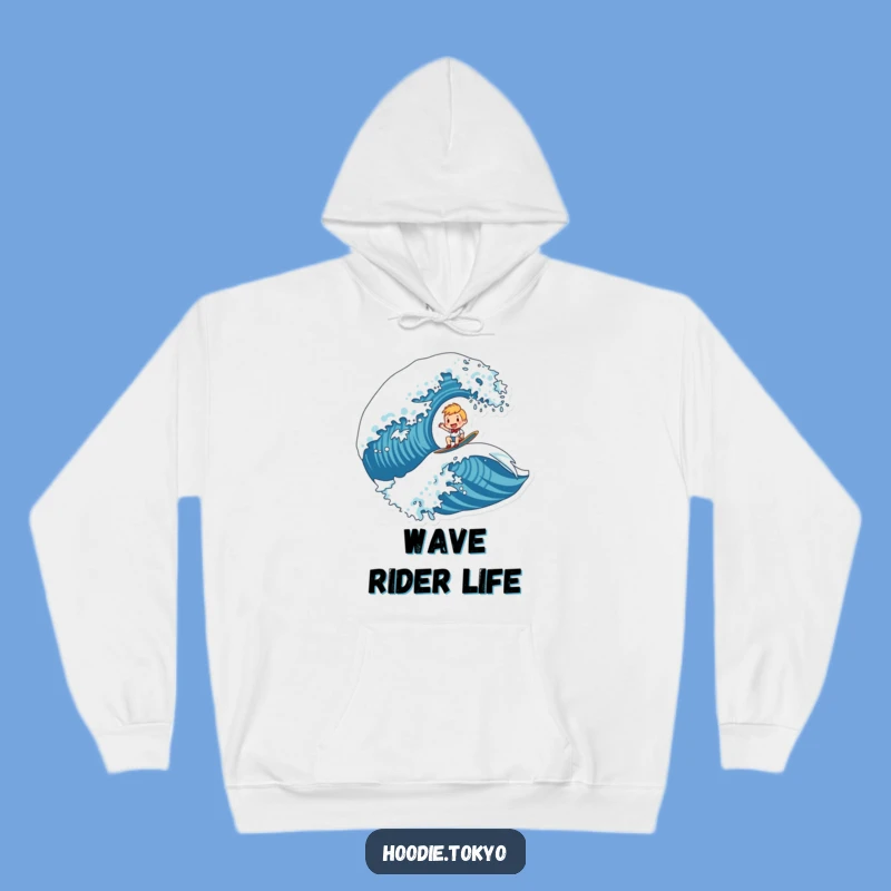 Funny Surfing Character Hoodie - Cozy Adventure Wear, Perfect Funny Gift