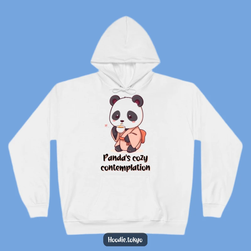 Funny Panda Kimono Hoodie: Cozy Round Panda Sipping Tea, Warm & Hilarious, Ideal Funny Gift
