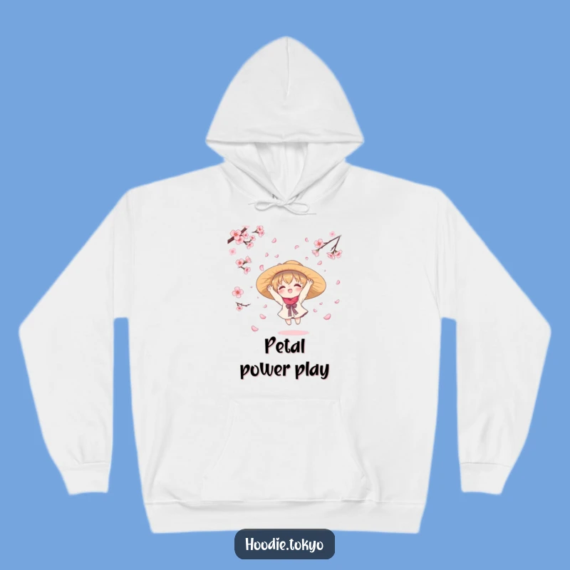 Cozy Kawaii Cherry Blossom Catcher Funny Hoodie - Warm Petal Hug Gift