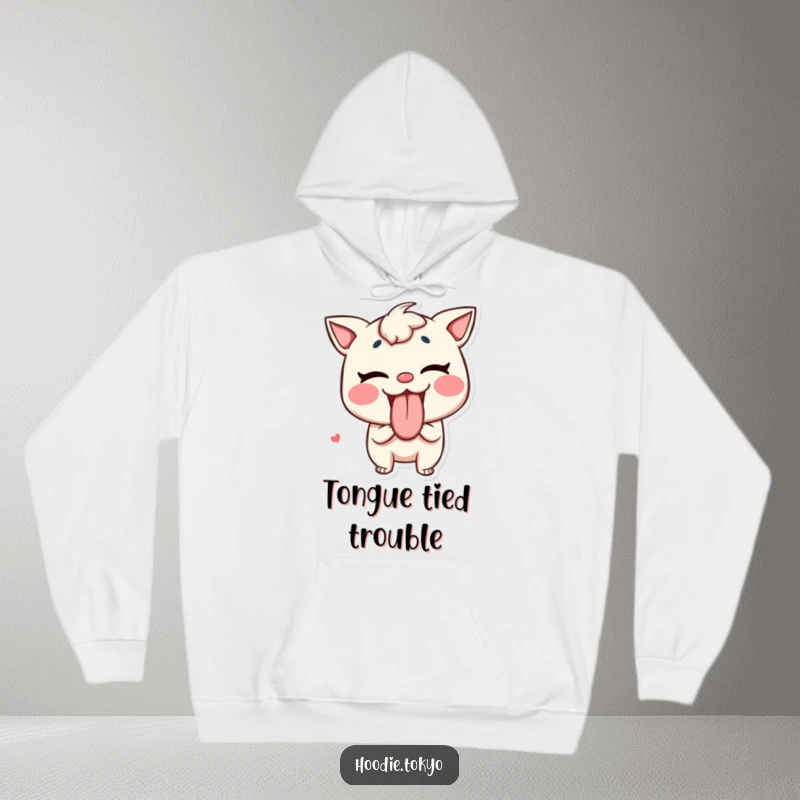 Funny Tongue Out Hoodie: A mischievous character playfully sticking its tongue out like candy, perfect for cozying up with a dose of fun.