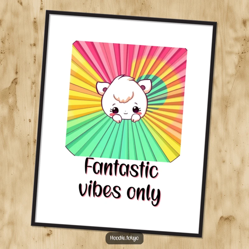 Funny Free Printable Wall Art: A whimsical character peeks from behind a large, brightly colored fan.