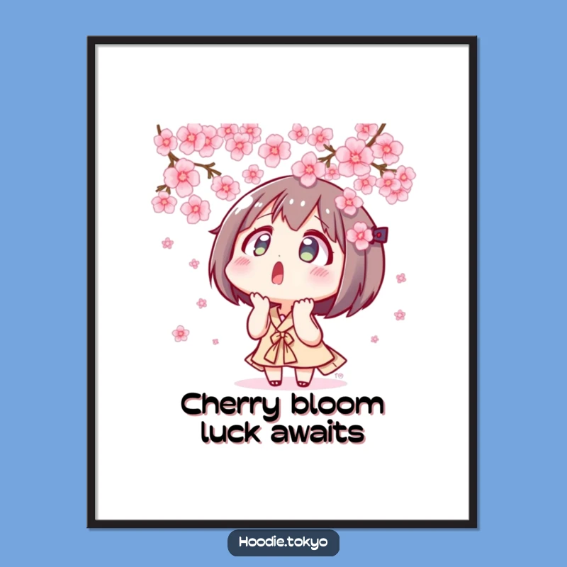 Free Printable Wall Art: Surprised Tokyo Character Cherry Blossoms - Funny Downloadable Decor
