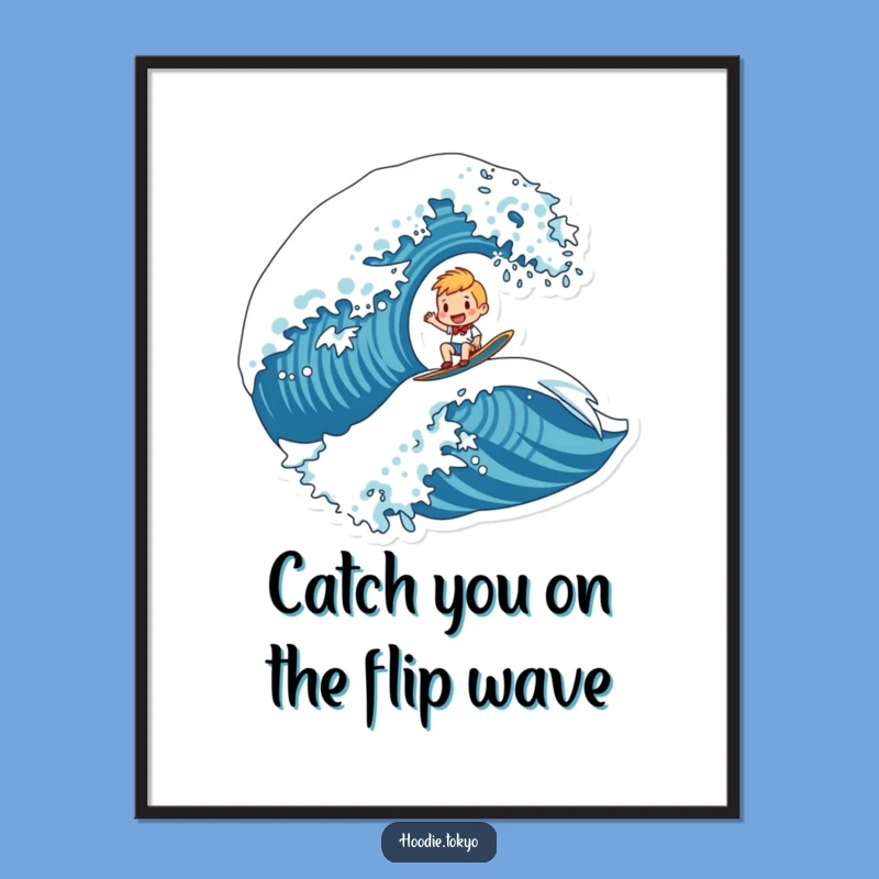 Funny Free Printable Wall Art: Character Riding Wave, Energetic Decor