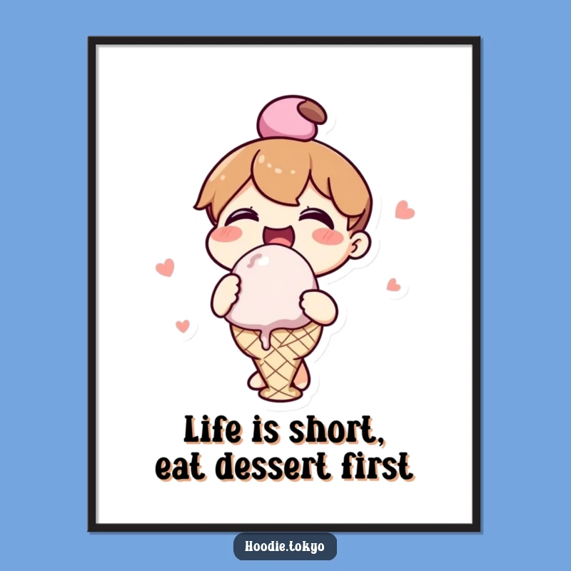 Funny Free Printable Wall Art: Kawaii Ice Cream Lover Decor, Downloadable Art Gift