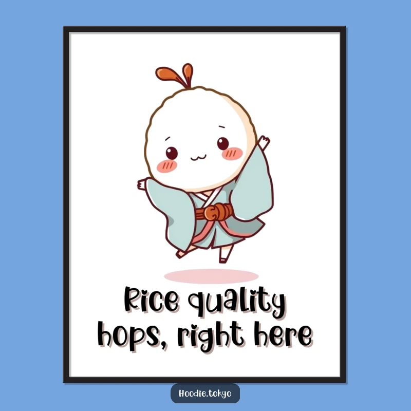 Funny Free Printable Wall Art: Silly Rice Ball Hop, Playful Downloadable Decor