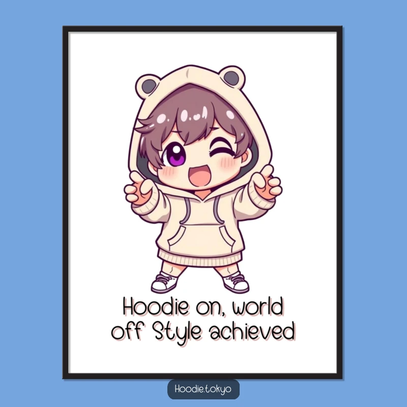 Funny Free Printable Wall Art: Hoodie Character, Dramatic Pose, Downloadable Decor Gift