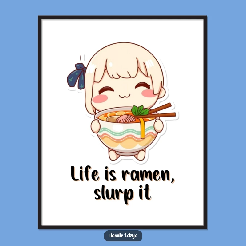Free Printable Wall Art: Cheerful Ramen Character - Funny Downloadable Decor