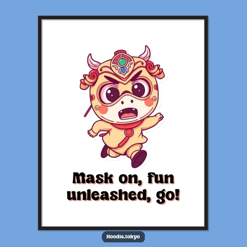 Free Printable Wall Art: Masked Mischief Maker - Unique Japanese Decor Downloadable