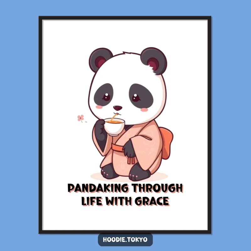 Free Printable Wall Art: Funny Panda Sips Tea, Charming Downloadable Art for Your Home