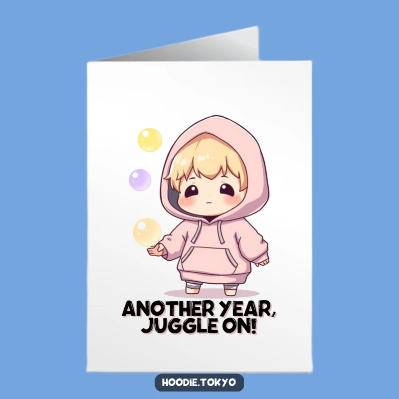 Free Printable Birthday Card: Juggling Character - Funny Downloadable Birthday Surprise