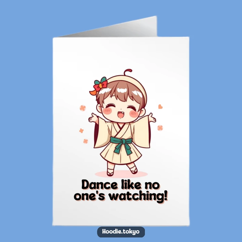 Free Printable Birthday Card: Playful Japanese Dancer Funny Birthday Card