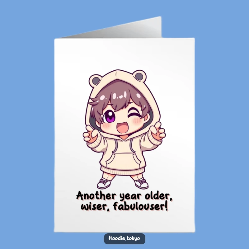 Free Printable Birthday Card: Funny Hoodie Character, Dramatic Pose, Downloadable Gift