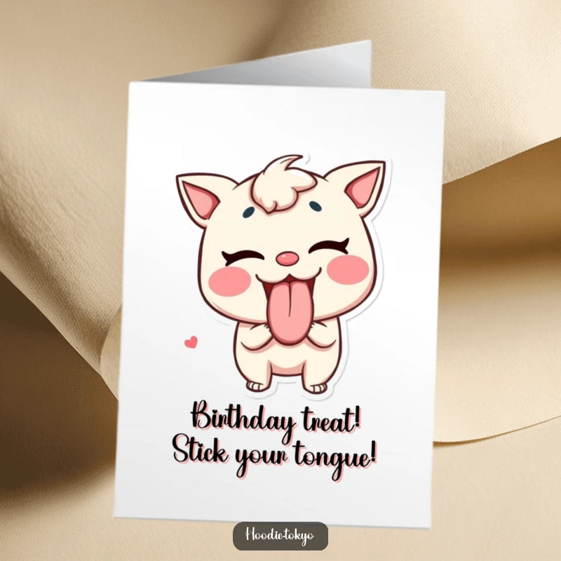 Funny Free Printable Birthday Card: Mischievous Character Sticking Tongue Out Like Candy, Playful Greeting