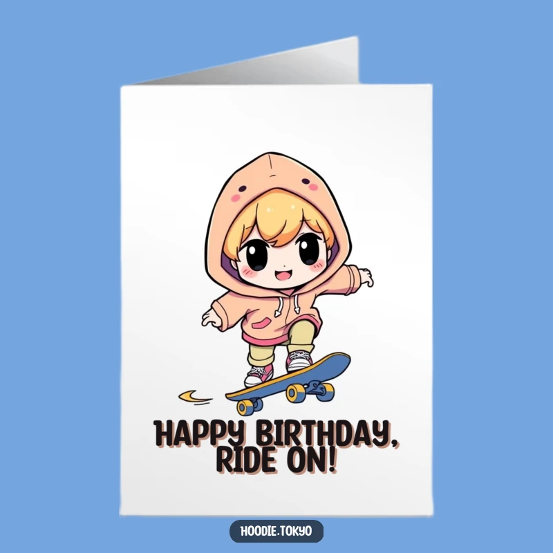 Free Printable Birthday Card: Skater Character - Funny Downloadable Hobby Greeting