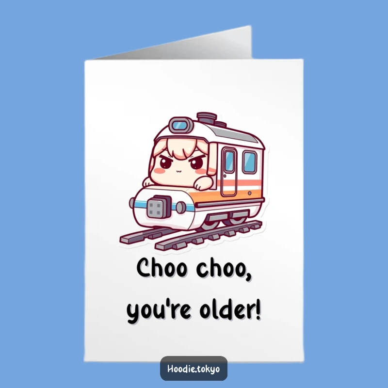 Free Printable Kawaii Bullet Train Birthday Card: Funny Downloadable Gift for Speedsters