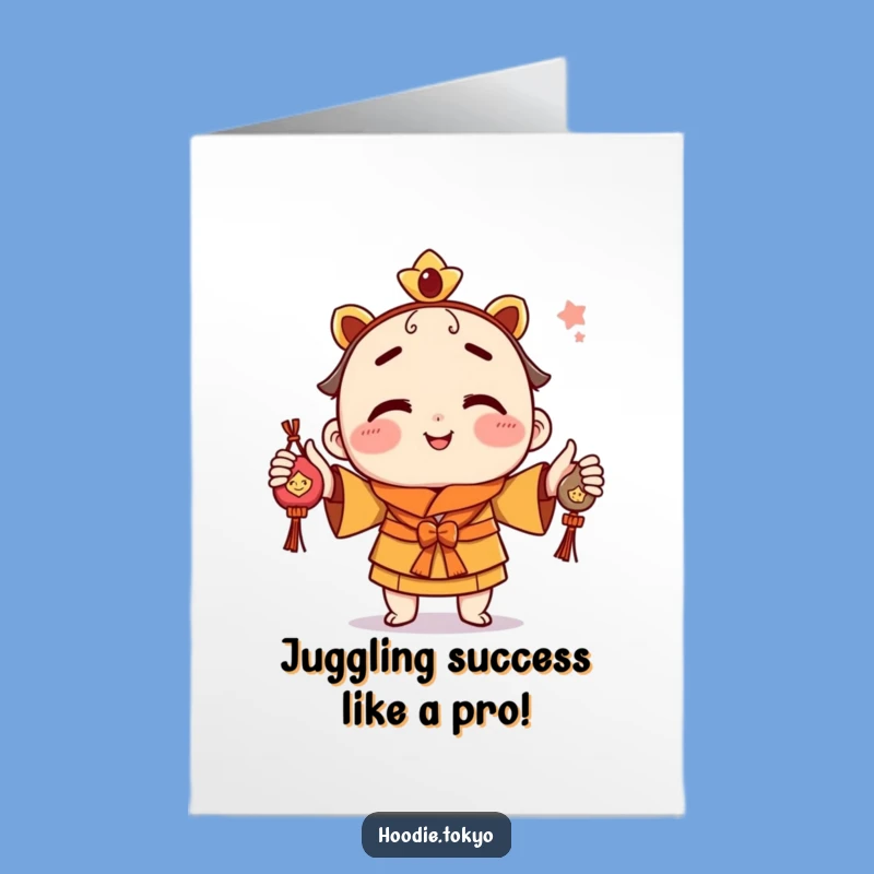 Free Printable Cheeky Juggler Congrats Card: Lucky Downloadable Message for Success