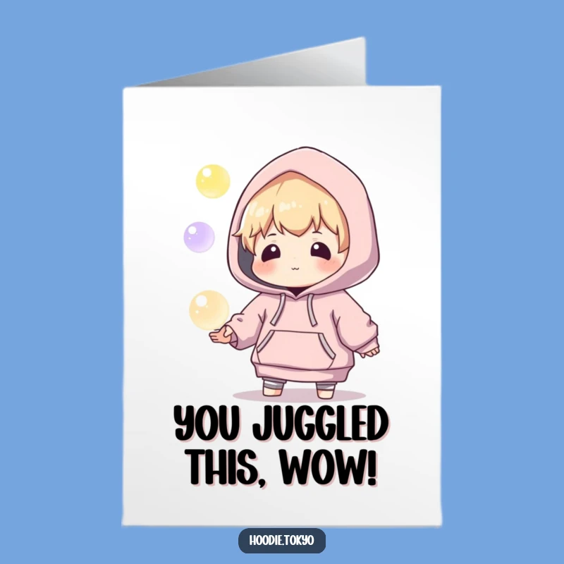 Free Printable Congrats Card: Juggling Character - Funny Downloadable Achievement