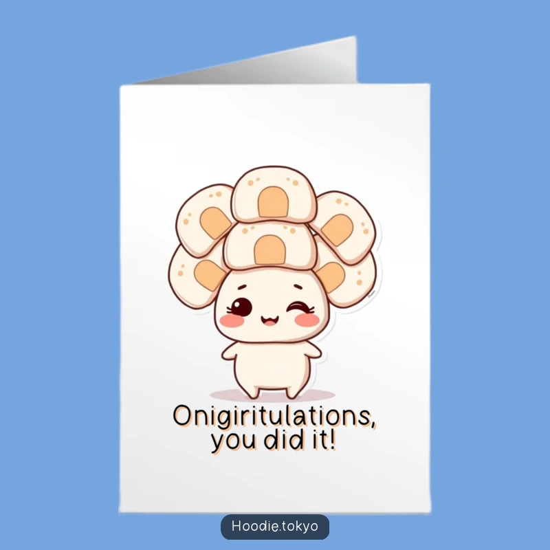 Free Printable Congrats Card: Onigiri Balance Master - Humorous Downloadable Art