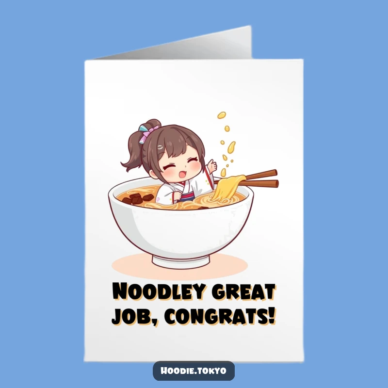 Free Printable Congrats Card: Ramen Splash Celebration - Humorous Downloadable Art