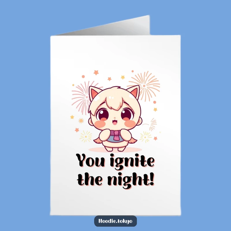 Free Printable Kawaii Fireworks Congrats Card: Joyful Downloadable Gift for Explosive Success