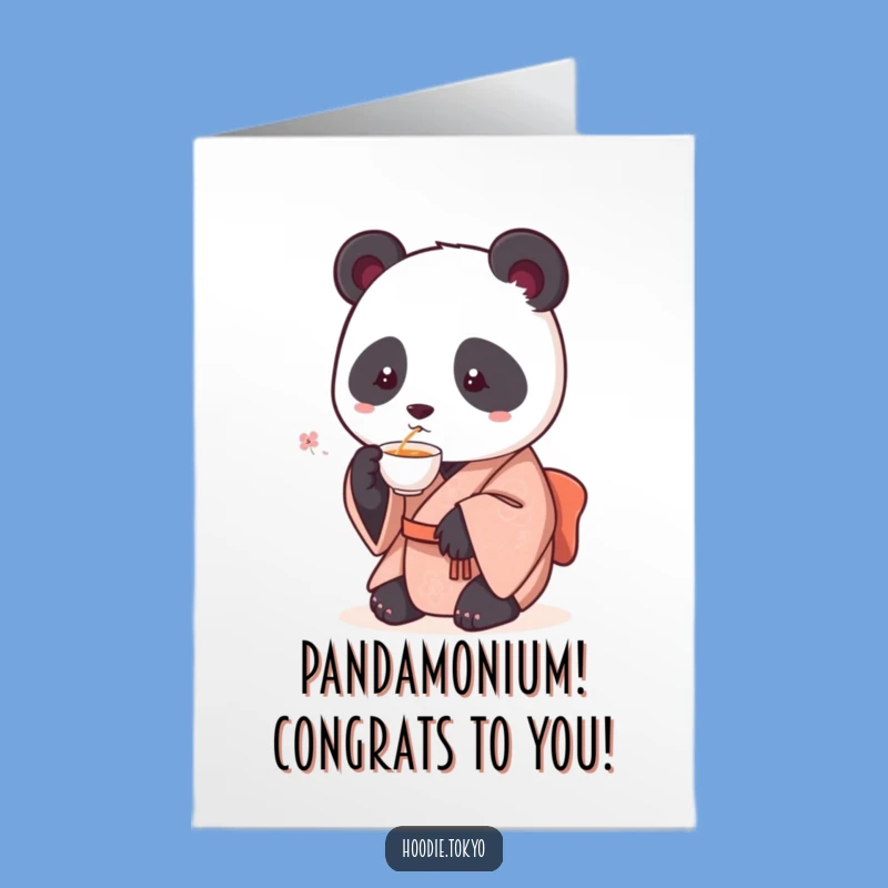 Free Printable Congrats Card: Funny Panda Sips Tea, A Joyful Downloadable Gift