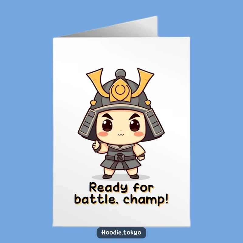 Free Printable Funny Samurai Congrats Card: Triumphant Downloadable for Victories