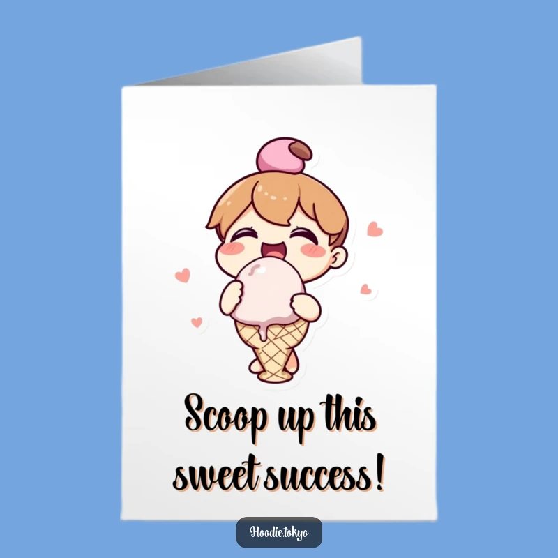 Free Printable Congrats Card: Kawaii Ice Cream Victory Greeting, Funny Downloadable Gift