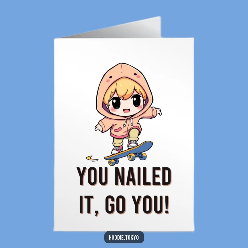 Free Printable Congrats Card: Skater Character - Funny Downloadable Achievement Card