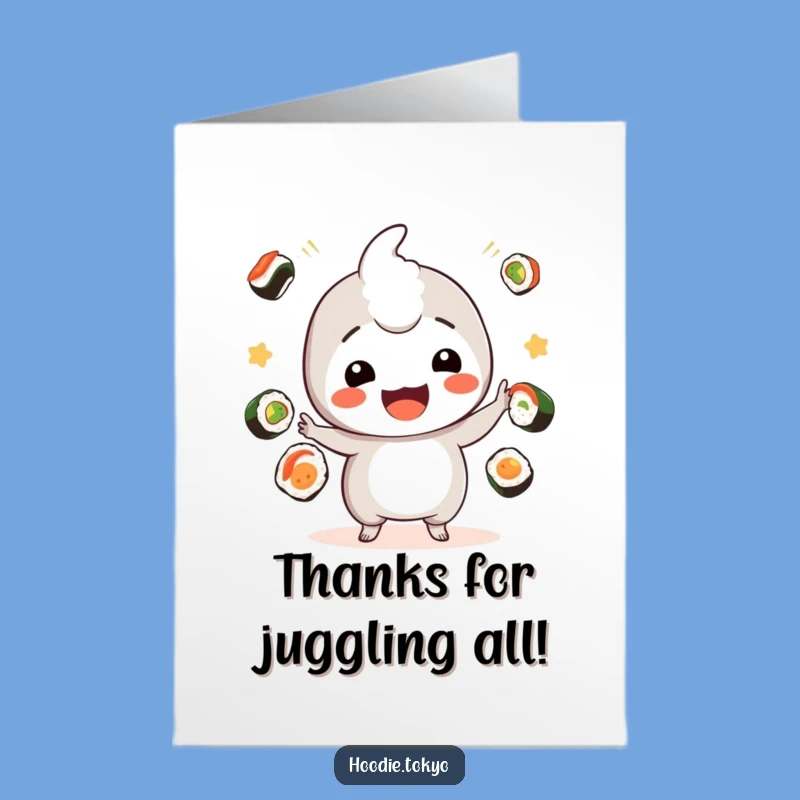 Free Printable Kawaii Sushi Thank You Card: Yummy Funny Downloadable Gift