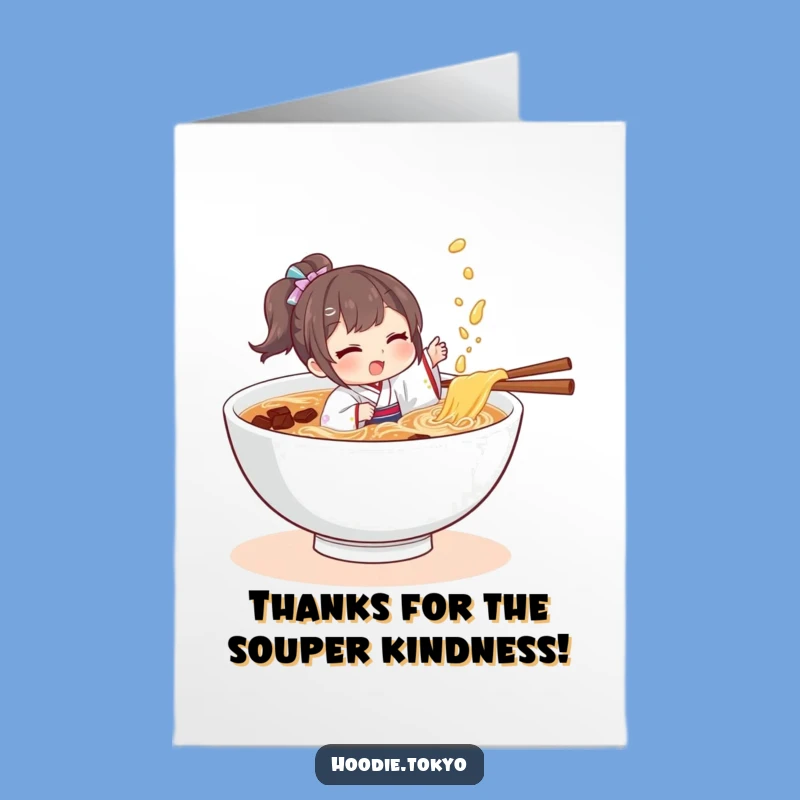 Free Printable Thanks Card: Ramen Splash Fun - Humorous Downloadable Thank You Art