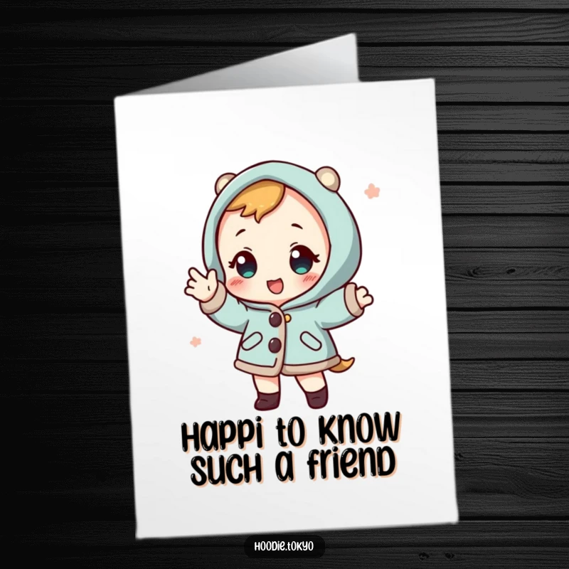 Funny Free Printable Thank You Card: Character in a happi coat striking a playful pose, a fun and unique way to say thank you.