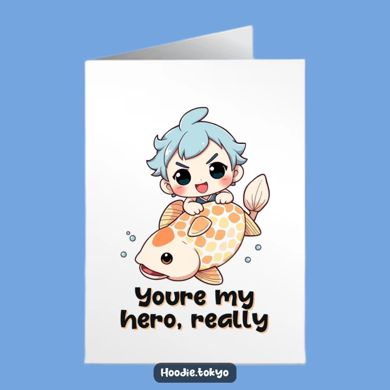 Thank You Free Printable Card: Koi Surfer, Humorous Downloadable Gift