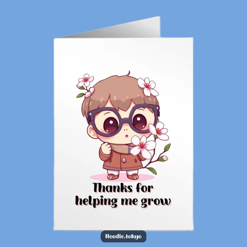 Free Printable Curious Sakura Thank You Card: Express Gratitude with Wonder