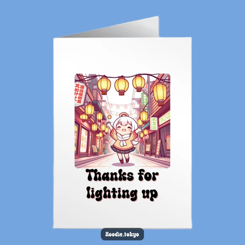 Free Printable Thank You Card: Kawaii Juggling Lanterns Gratitude Gift