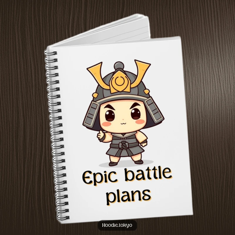 Funny Samurai Notebook: A journal adorned with a whimsical character in a tiny samurai helmet, ready to conquer tasks.