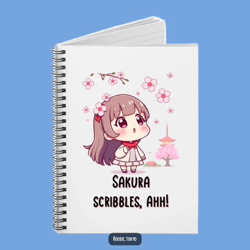 Funny Surprised Tokyo Character Notebook, Cherry Blossom Journal for Funny Notes