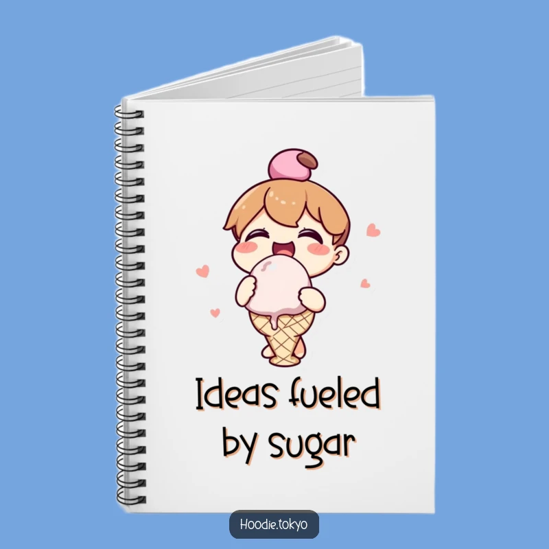 Funny Kawaii Ice Cream Notebook - Cheerful Character Sweet Ideas Journal