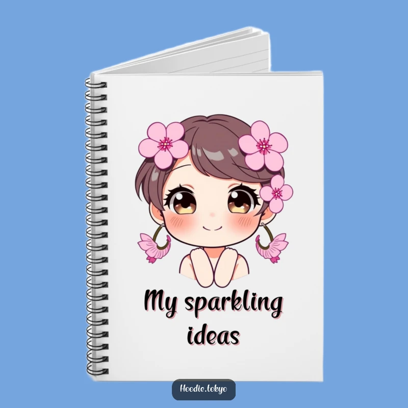 Funny Sparkling Blossom Notebook - Journal with Cherry Blossom Earrings, Fun Gift
