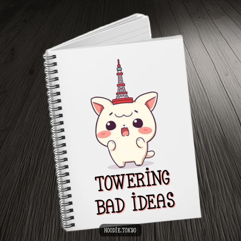 Funny Tokyo Tower Notebook: A shocked character with a tiny Tokyo Tower on its head, perfect for jotting down travel plans and funny observations.