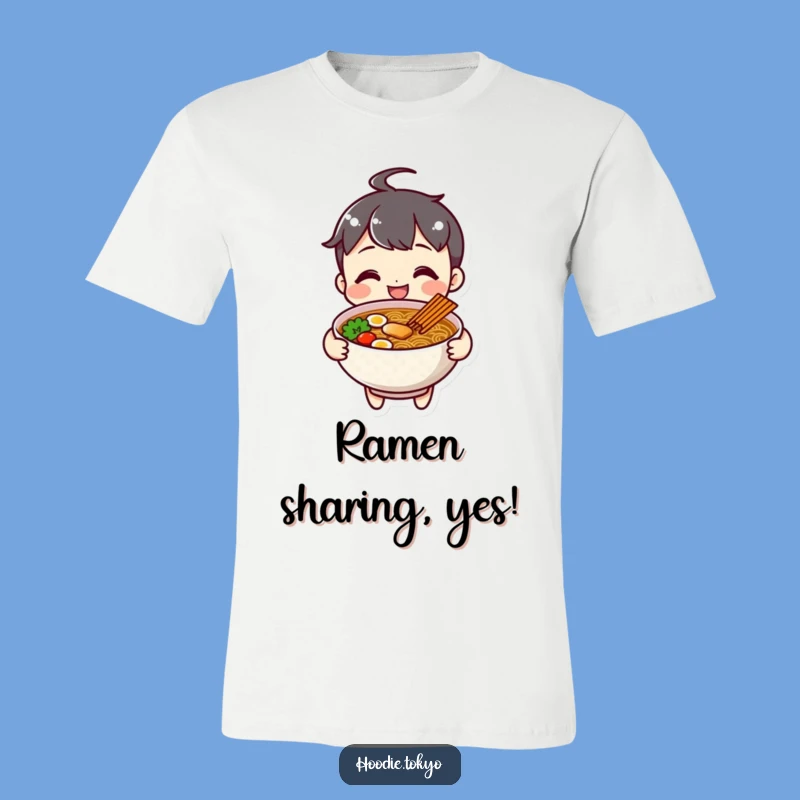 Funny Cheerful Ramen Character T-Shirt, Share a Bowl of Happiness